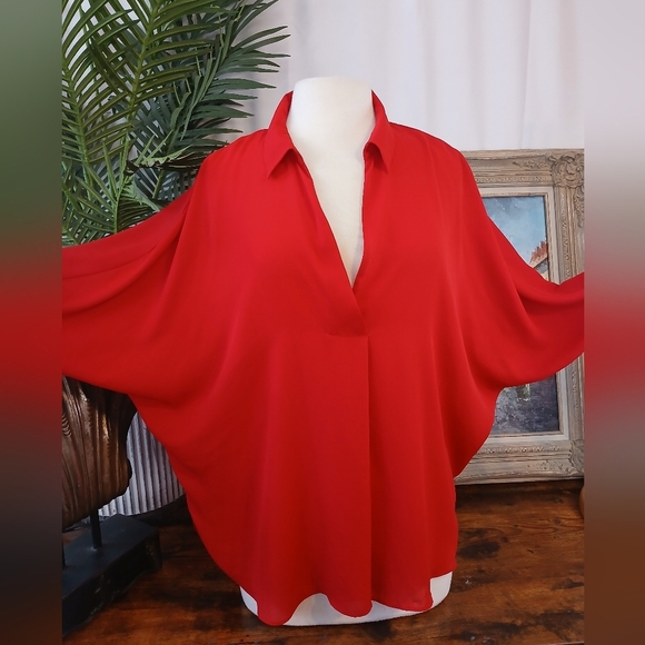 Worthington Chic Red Women's Blouse Sz L - Picture 1 of 10